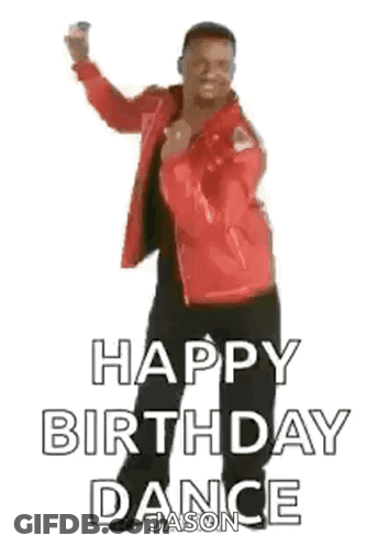 Man In Red Jacket Dancing Happy Birthday GIF