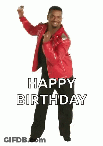 Man In Red Jacket Dancing Happy Birthday GIF