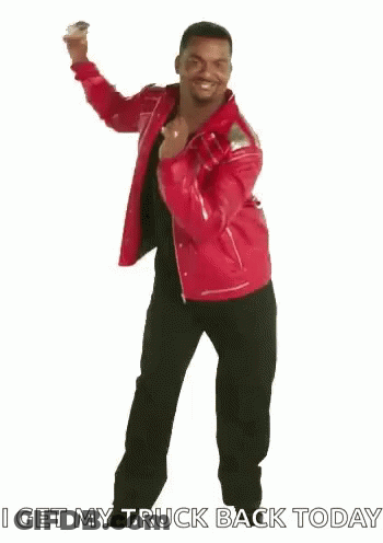 Man In Red Jacket Dancing I Get My Truck Back Today GIF