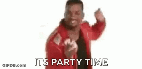 Man In Red Jacket Dancing Its Party Time GIF