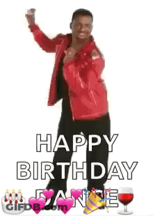 Man In Red Jacket Dancing Says Happy Dancing Happy Birthday Dance GIF