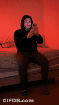 Man In Red Jacket Eating Popcorn Me Watching Michael At The Movies GIF