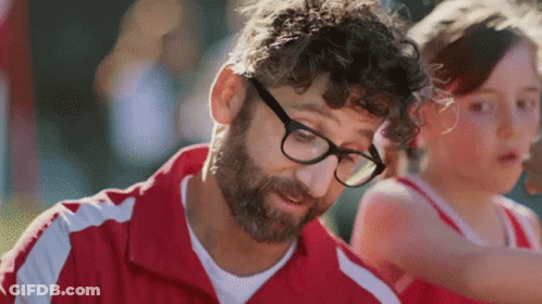 Man In Red Jacket Glasses Talking Little Girl GIF
