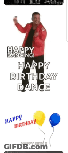 Man In Red Jacket Happy Birthday Dance GIF
