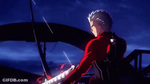 Man In Red Jacket Holding Bow And Arrow GIF