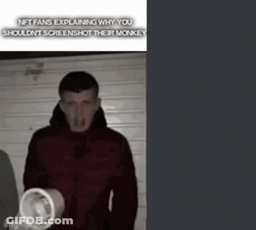 Man In Red Jacket Holding Bucket In Front Of Garage Door GIF