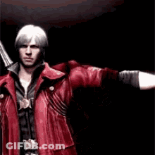 Man In Red Jacket Holding Gun GIF