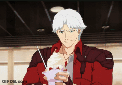Man In Red Jacket Holding Ice Cream GIF