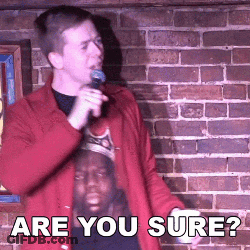 Man In Red Jacket Holding Microphone Says Are You Sure GIF