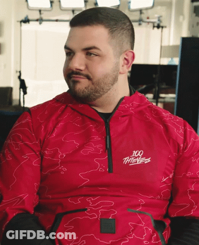 Man In Red Jacket Saying 100 Thieves GIF