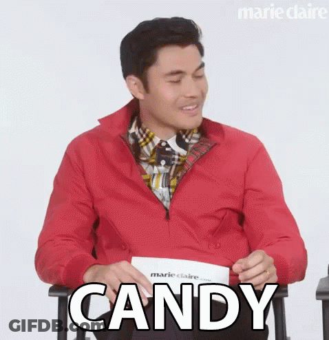 Man In Red Jacket Saying Candy GIF