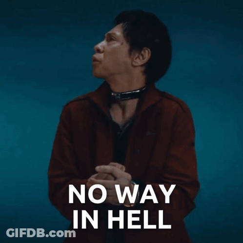 Man In Red Jacket Saying No Way In Hell GIF