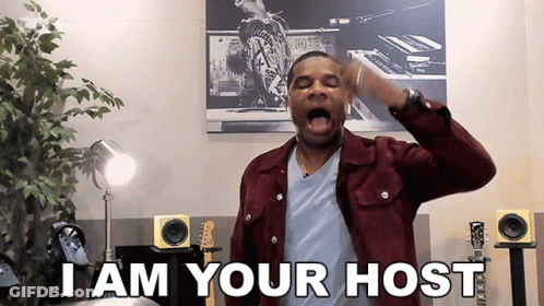 Man In Red Jacket Screaming I Am Your Host GIF