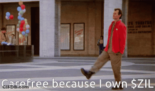Man In Red Jacket Walking Carefree Because I Own $ Zil GIF