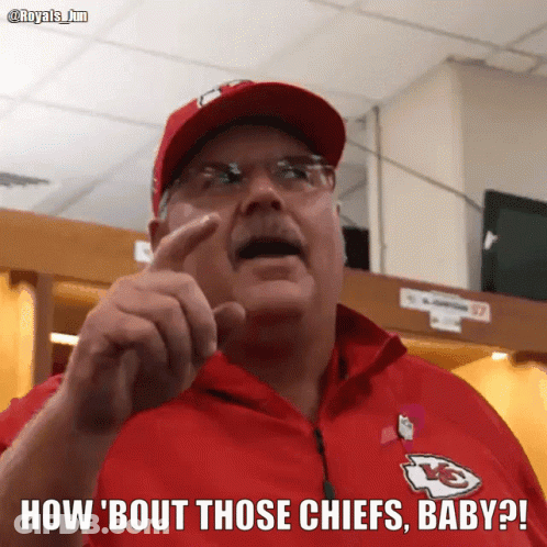 Man In Red Jacket With Chiefs Logo GIF