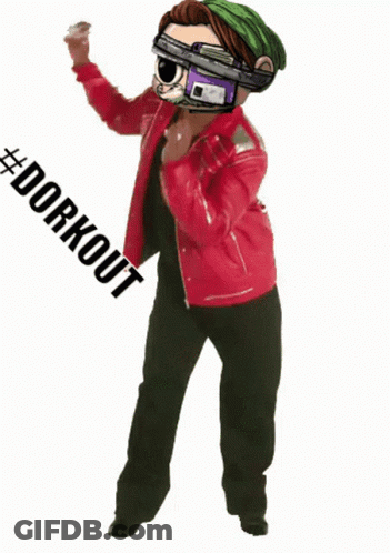 Man In Red Jacket With Dorkout GIF