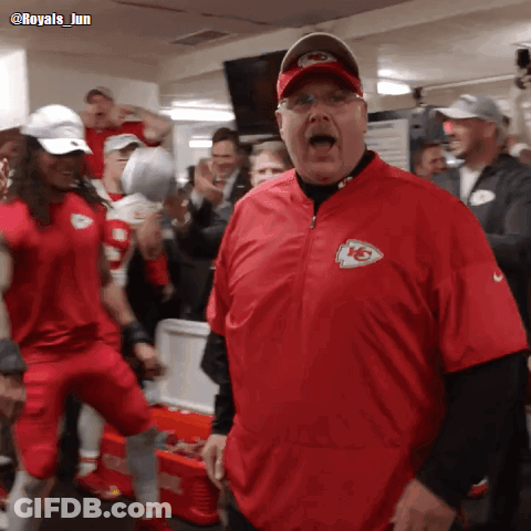 Man In Red Jacket With KC Logo GIF