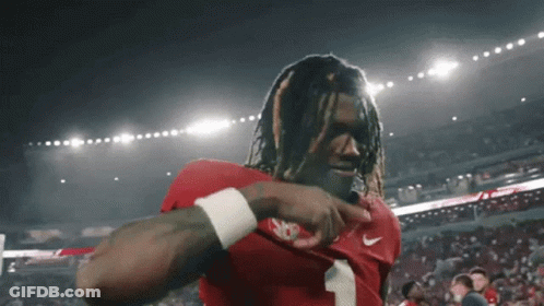 Man In Red Jersey Number 1 Pointing To Chest GIF