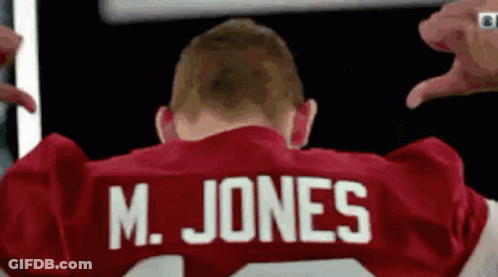 Man In Red Jersey Saying M. Jones GIF