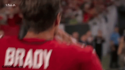 Man In Red Jersey With Brady On Back GIF