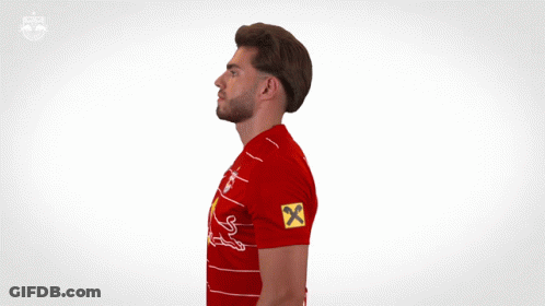 Man In Red Jersey With Bull GIF