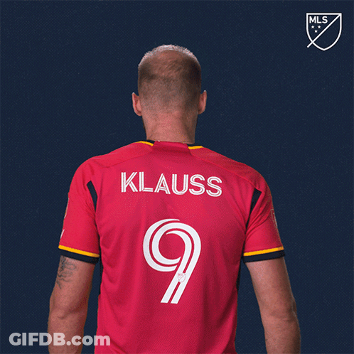 Man In Red Jersey With Name Klauss GIF