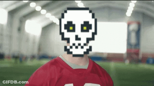Man In Red Jersey With Skull On Face GIF