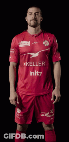 Man In Red Keller Shirt And Shorts GIF