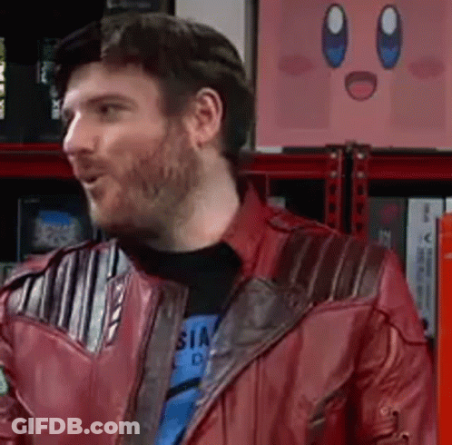 Man In Red Leather Jacket With Kirby Posters GIF
