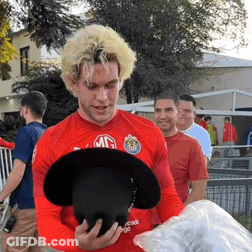 Man In Red MG Shirt GIF