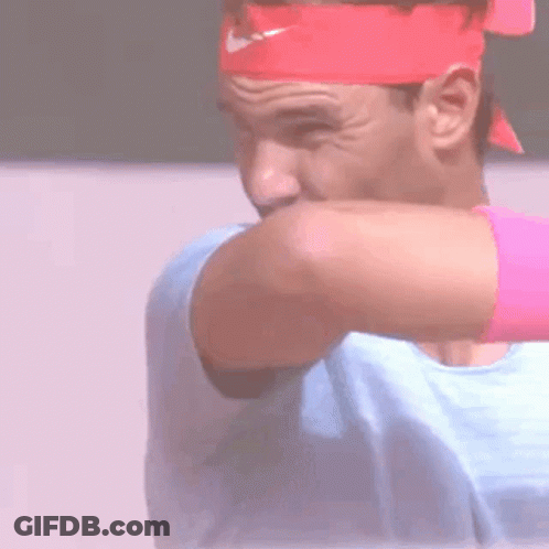 Man In Red Nike Headband And Blue Shirt GIF