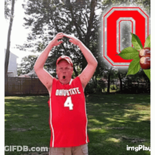 Man In Red Ohio State Jersey Number 4 GIF