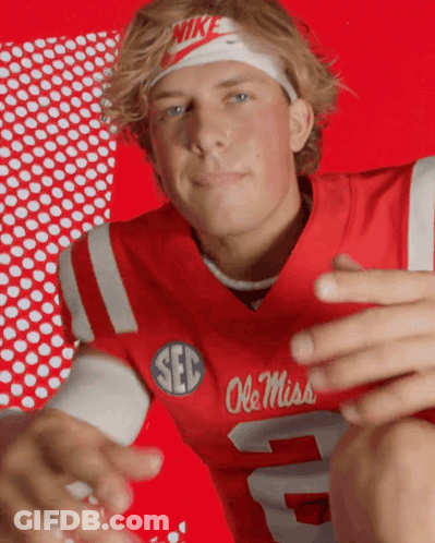 Man In Red Ole Miss Jersey GIF