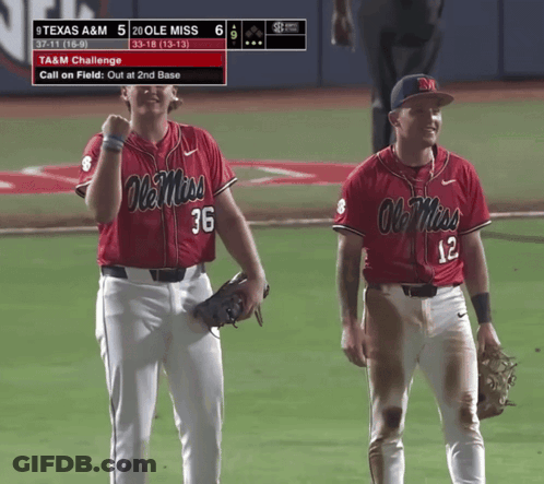 Man In Red Ole Miss Jersey Number 4 GIF