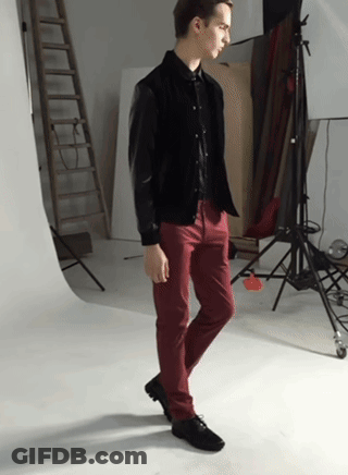 Man In Red Pants And Black Jacket GIF