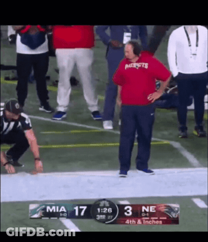 Man In Red Patriots Shirt On Football Sidelines GIF