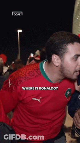 Man In Red Puma Shirt Asks Where Is Ronaldo GIF
