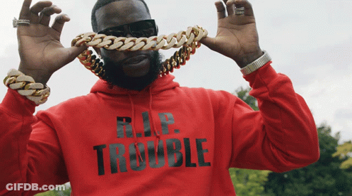 Man In Red R.I.P. Trouble Sweatshirt GIF