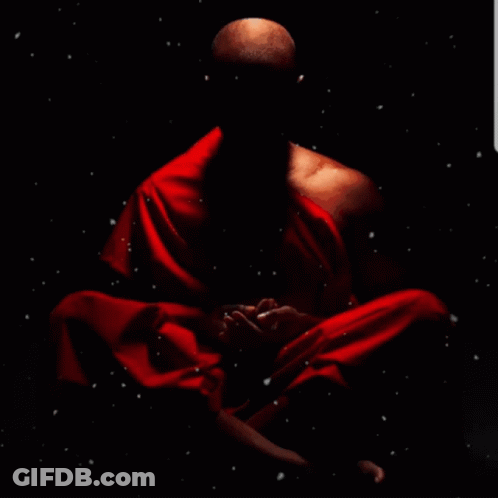 Man In Red Robe Sitting Lotus GIF
