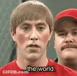 Man In Red Says The World With Man GIF