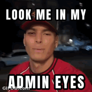 Man In Red Shirt And Baseball Cap Says Look Me In My Admin Eyes GIF