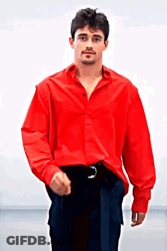 Man In Red Shirt And Black Pants GIF