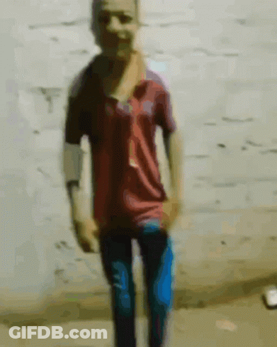 Man In Red Shirt And Blue Jeans GIF