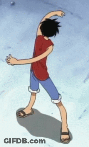 Man In Red Shirt And Blue Shorts Dancing In Snow GIF