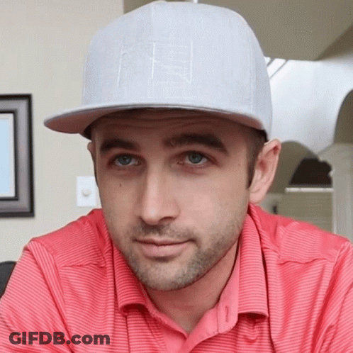 Man In Red Shirt And F Hat GIF