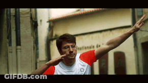 Man In Red Shirt And F Hat GIF