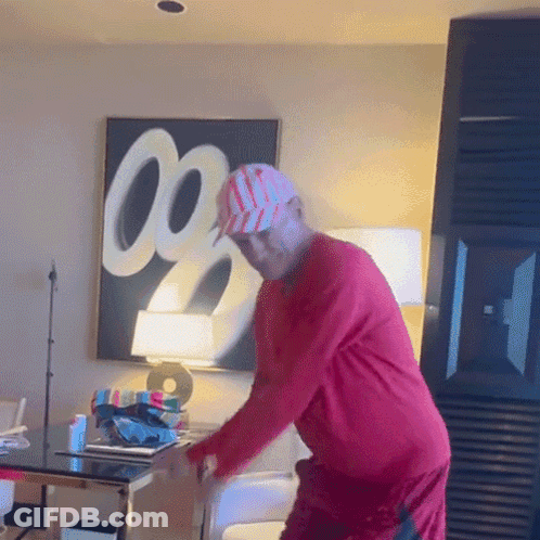 Man In Red Shirt And Hat, Painting 00 GIF
