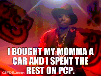 Man In Red Shirt And Hat Says I Bought My Momma A Car And Spent The Rest On PCP GIF