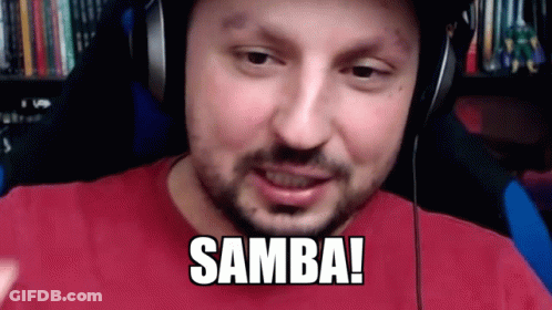Man In Red Shirt And Headphones Saying Samba GIF