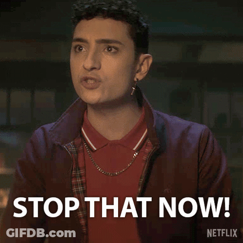 Man In Red Shirt And Plaid Jacket Says Stop That Now GIF